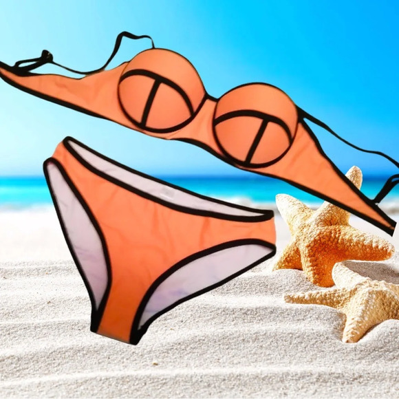 BIKINI BOTTOM Bright  Orange + Black Trim 
Neoprene - Picture 3 of 4